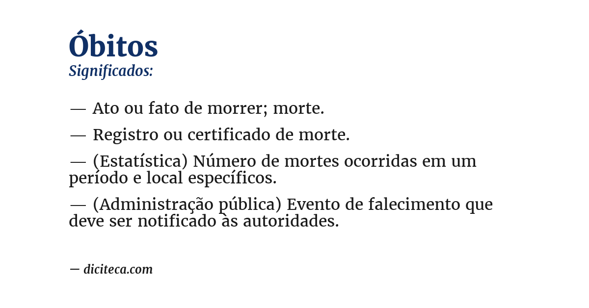 Significado de óbitos
