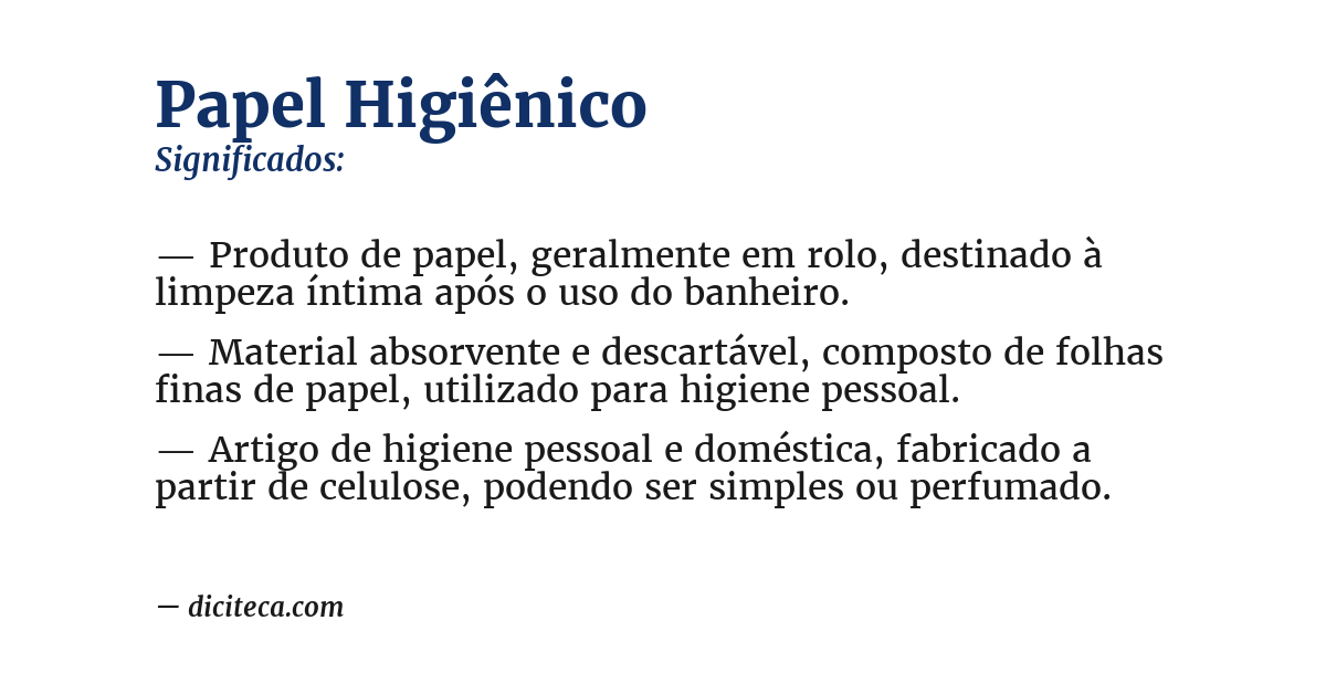 Significado de papel higiênico