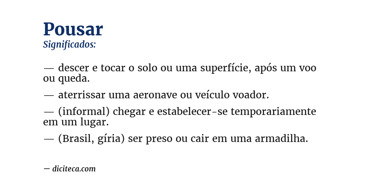 Significado de pousar