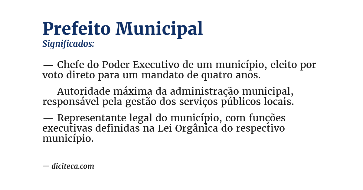 Significado de prefeito municipal