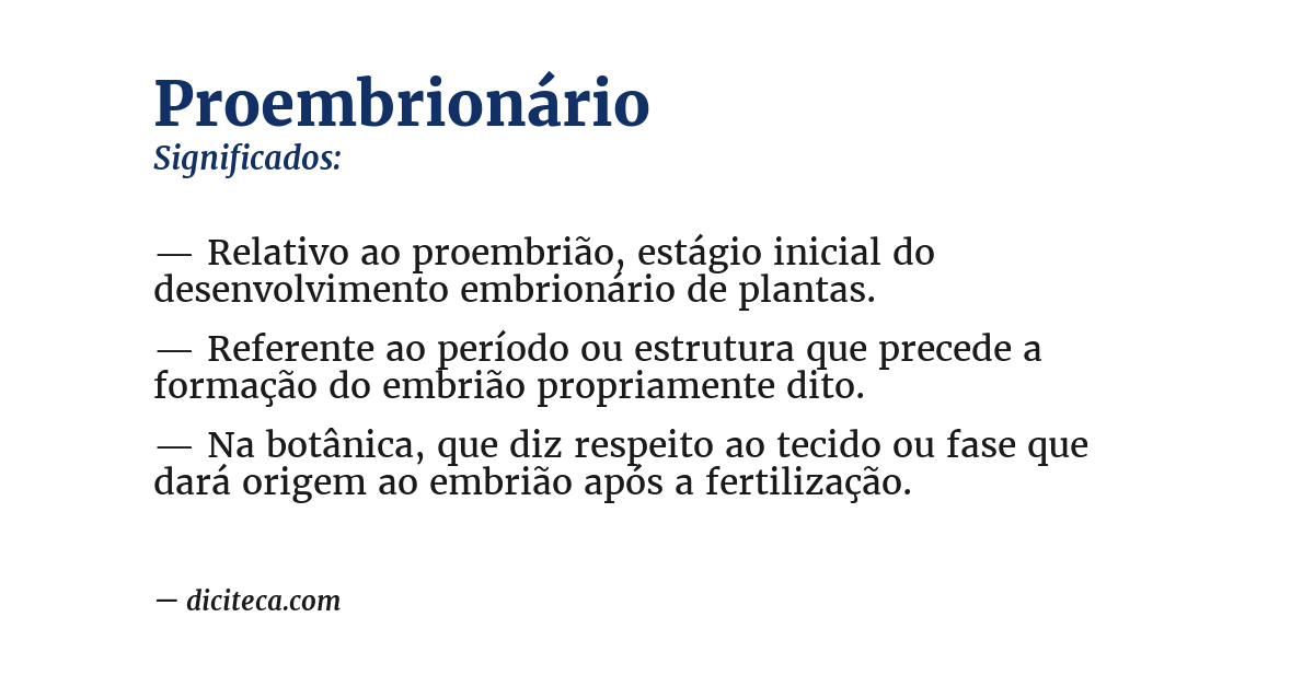 Significado de proembrionário