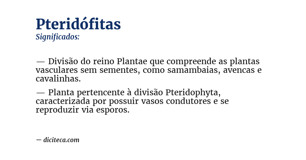 Significado de pteridófitas