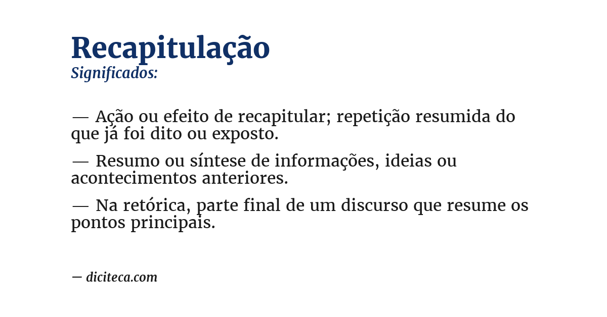 Significado de recapitulação