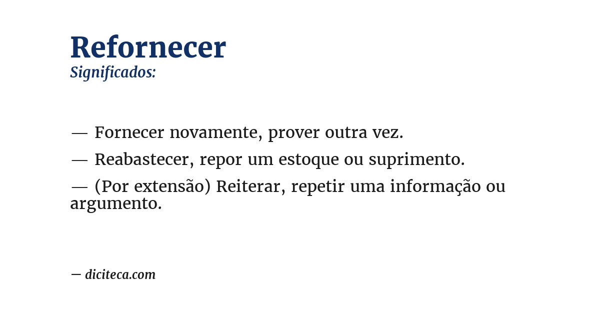 Significado de refornecer