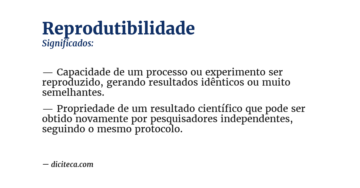 Significado de reprodutibilidade