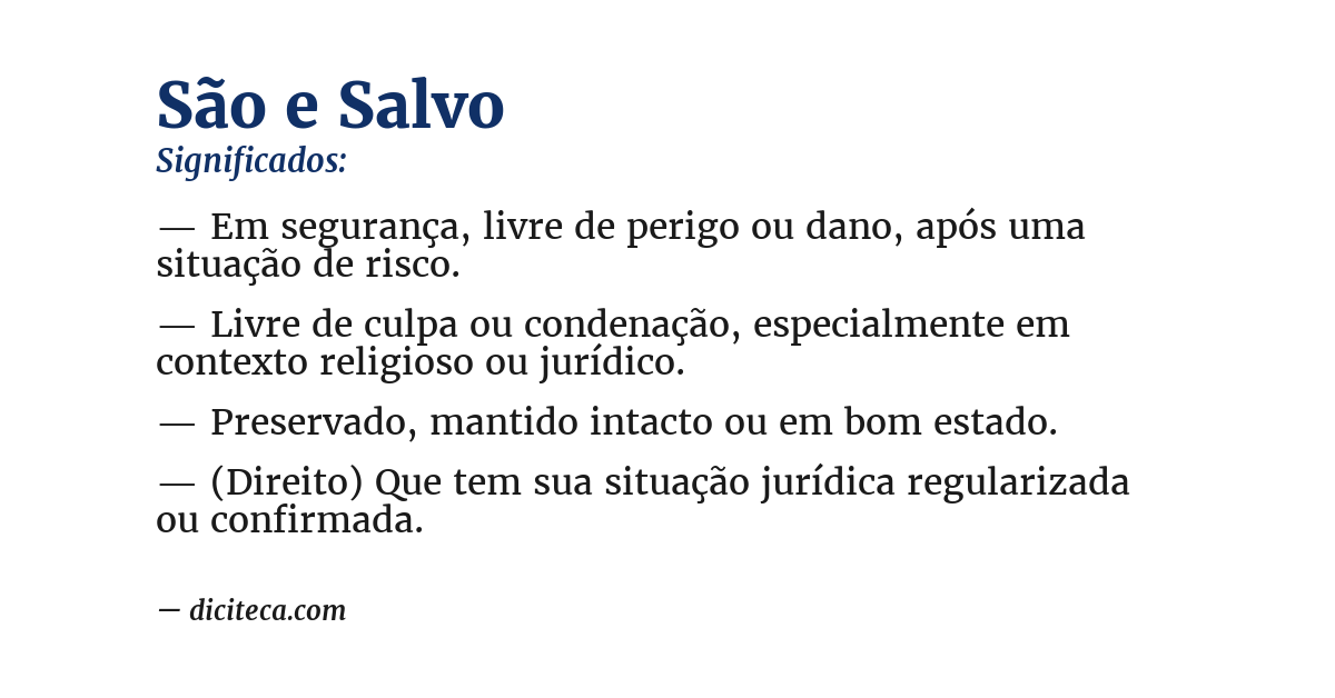 Significado de são e salvo