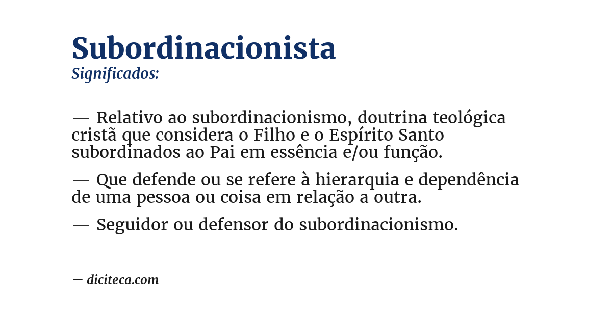Significado de subordinacionista