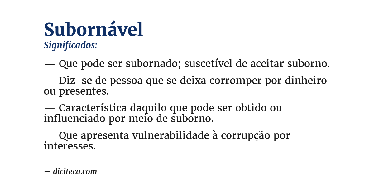 Significado de subornável