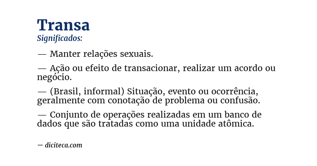 Significado de transa