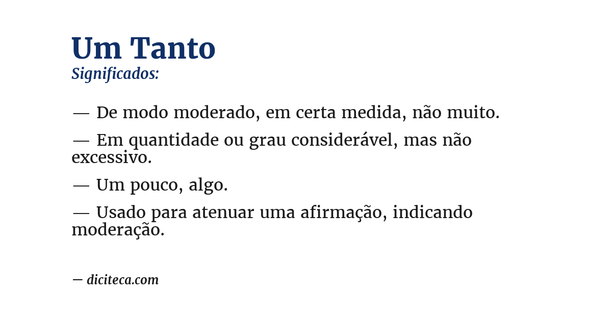 Significado de um tanto