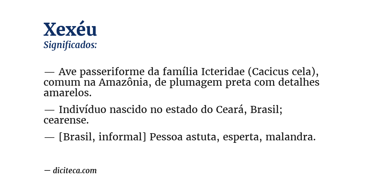 Significado de xexéu