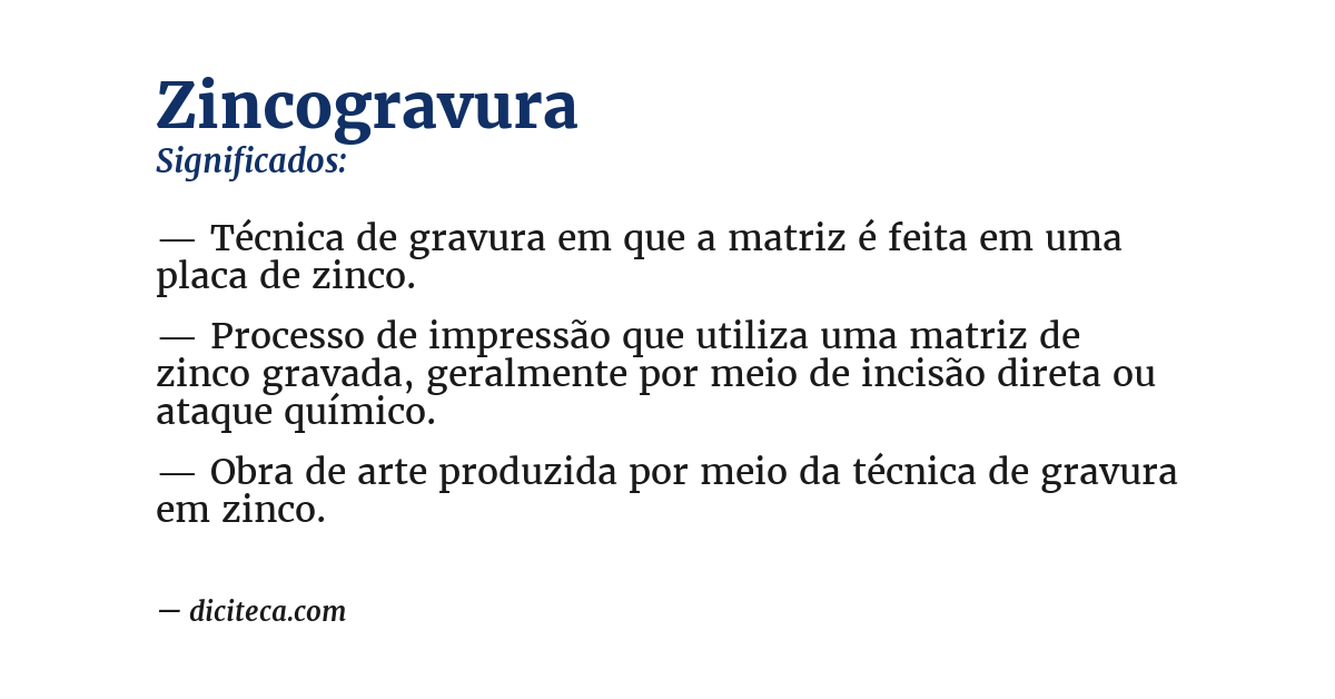 Significado de zincogravura