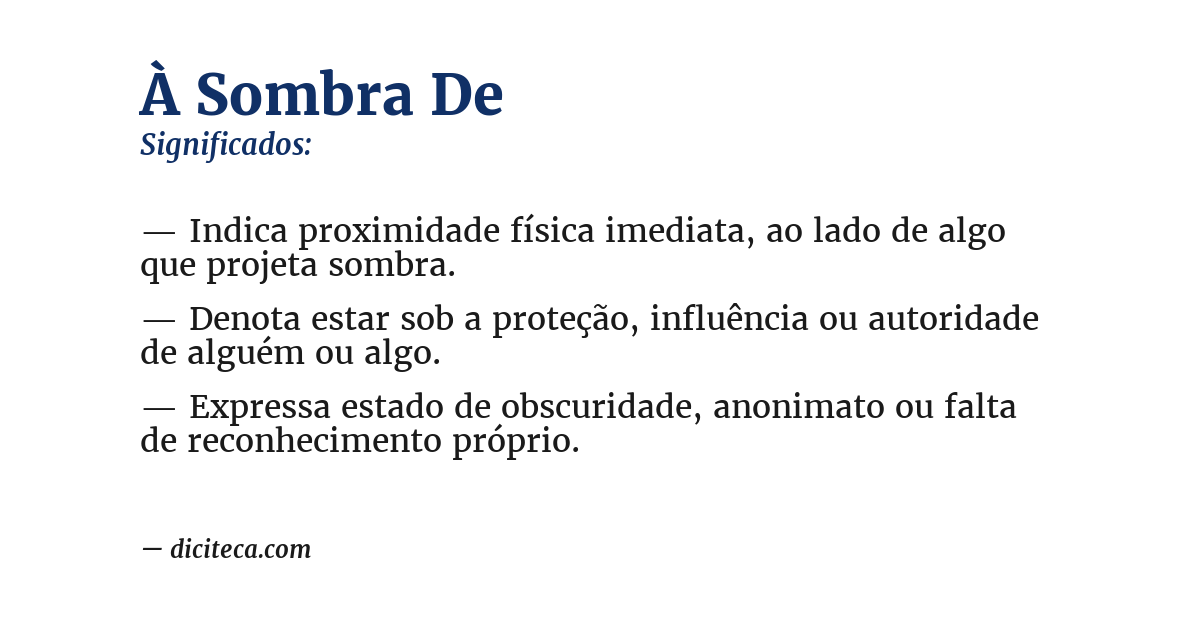 Significado de à sombra de