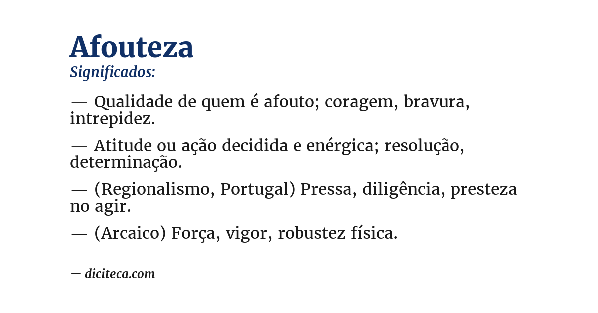 Significado de afouteza