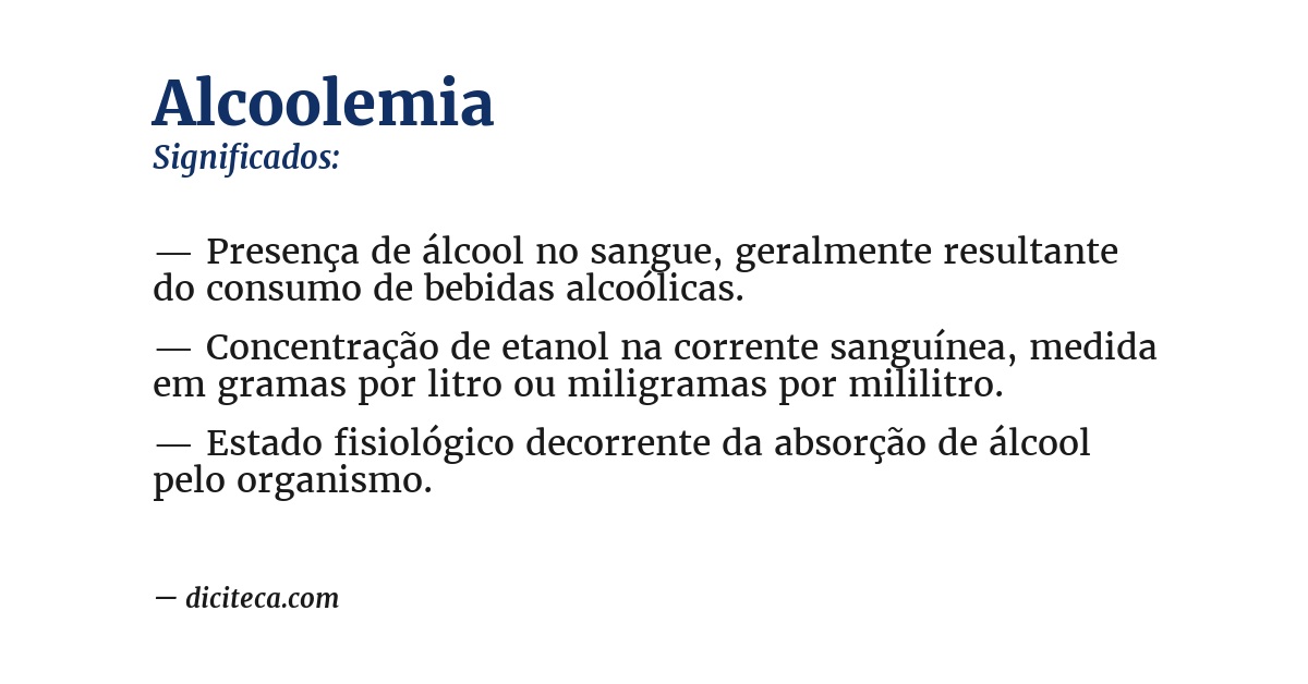 Significado de alcoolemia