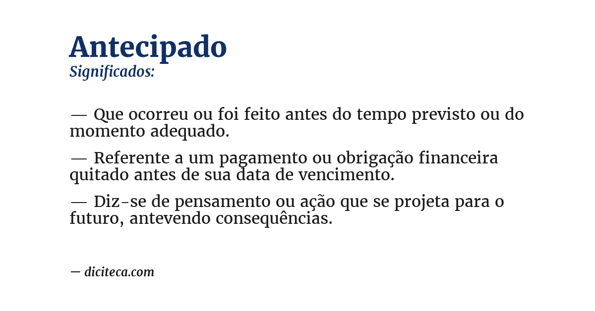 Significado de antecipado