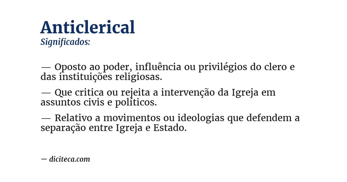 Significado de anticlerical