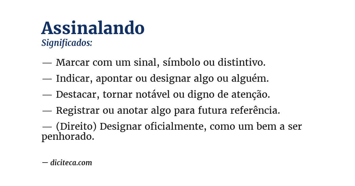 Significado de assinalando