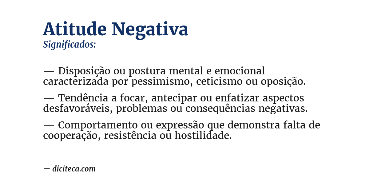 Significado de atitude negativa
