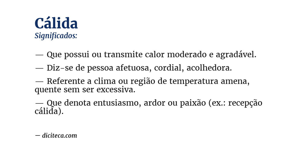 Significado de cálida