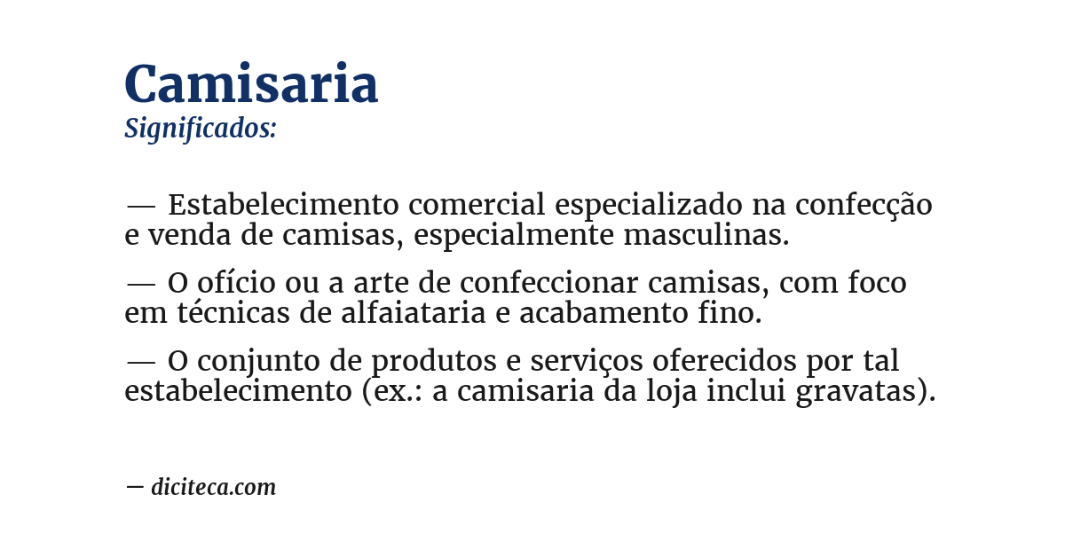 Significado de camisaria