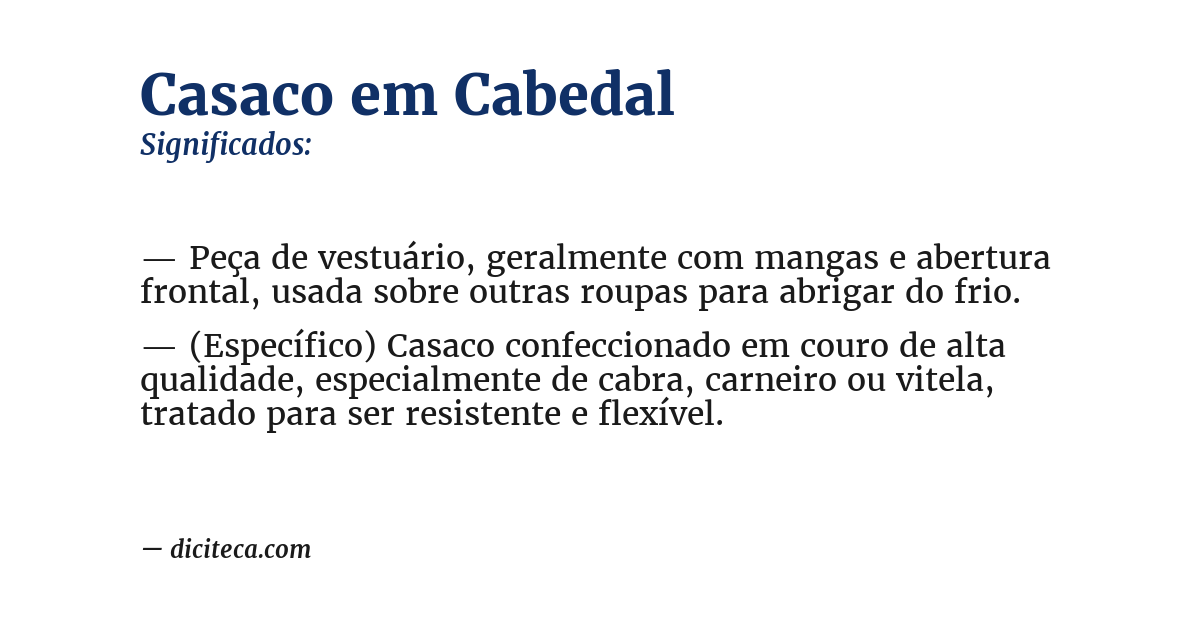 Significado de casaco em cabedal