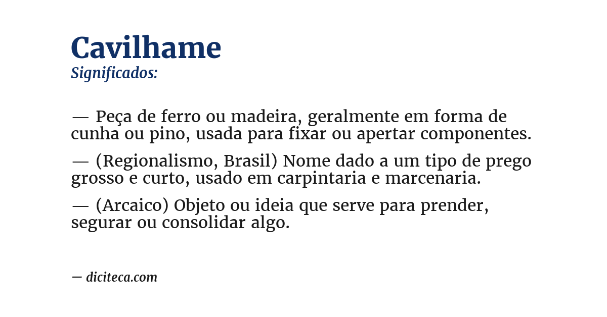 Significado de cavilhame