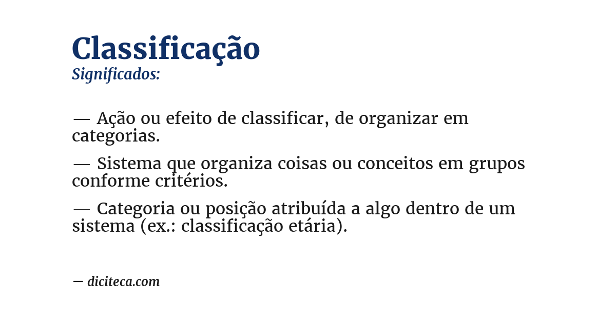 Significado de classificação