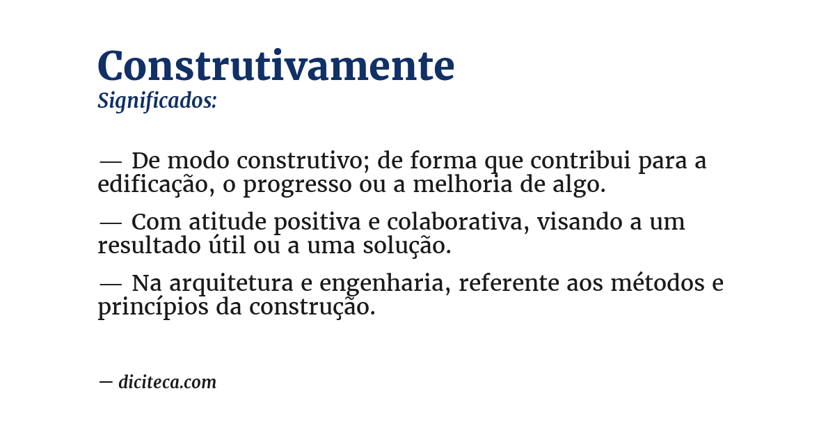 Significado de construtivamente