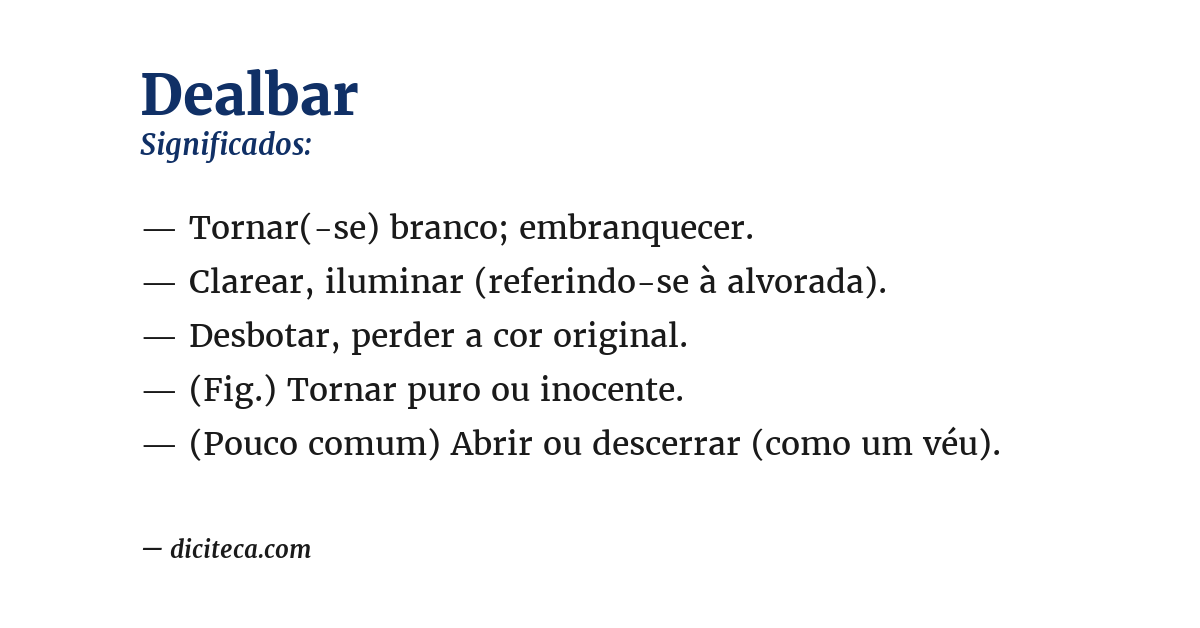 Significado de dealbar