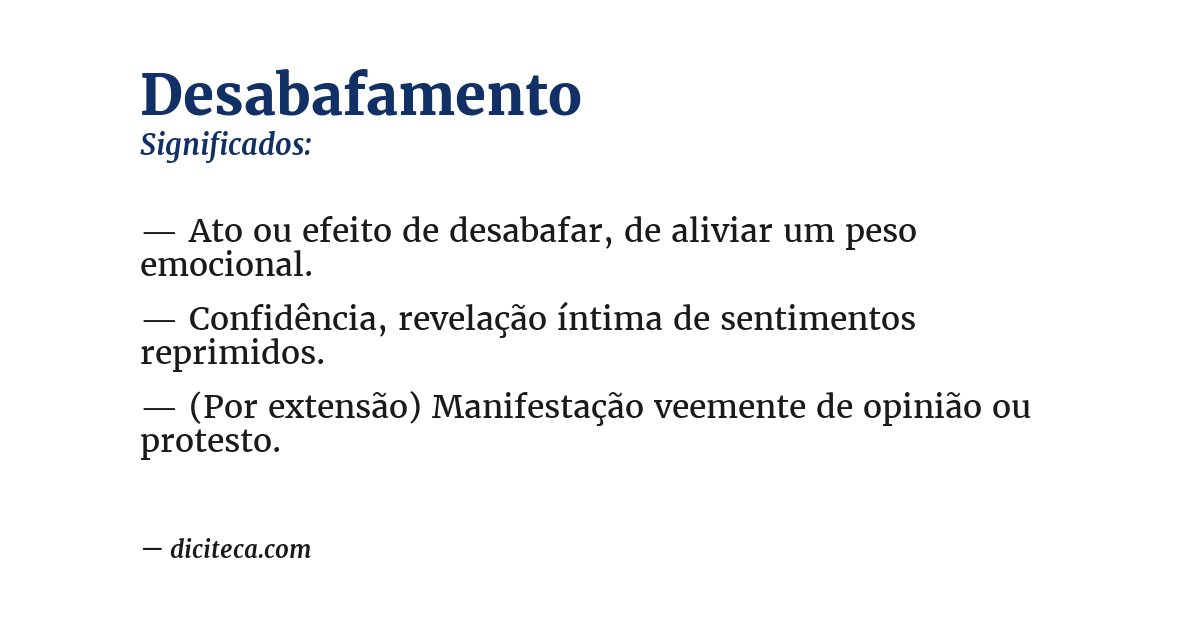 Significado de desabafamento