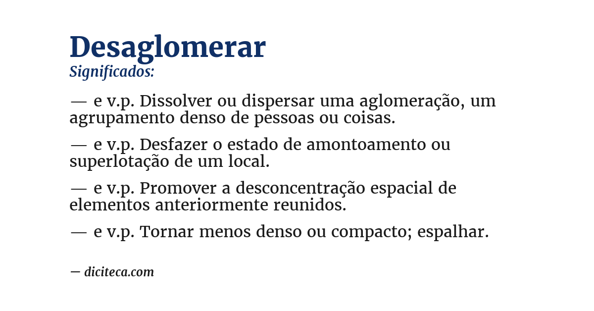 Significado de desaglomerar