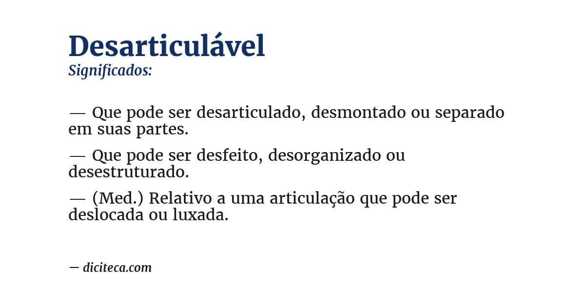 Significado de desarticulável
