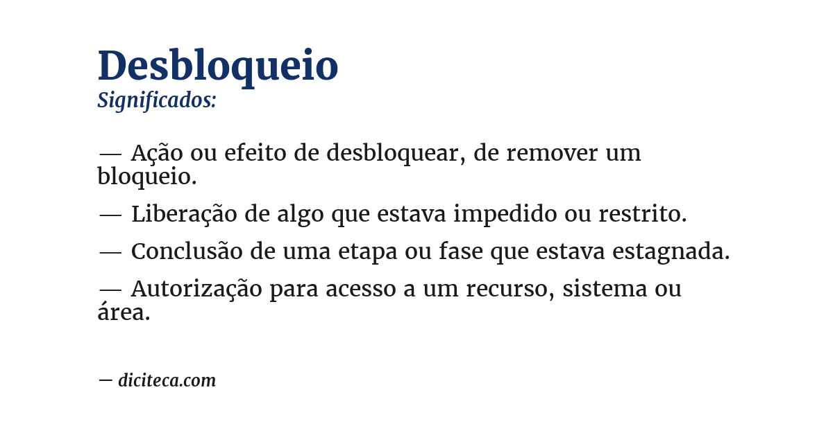 Significado de desbloqueio