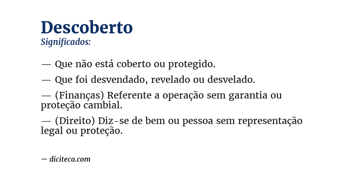 Significado de descoberto