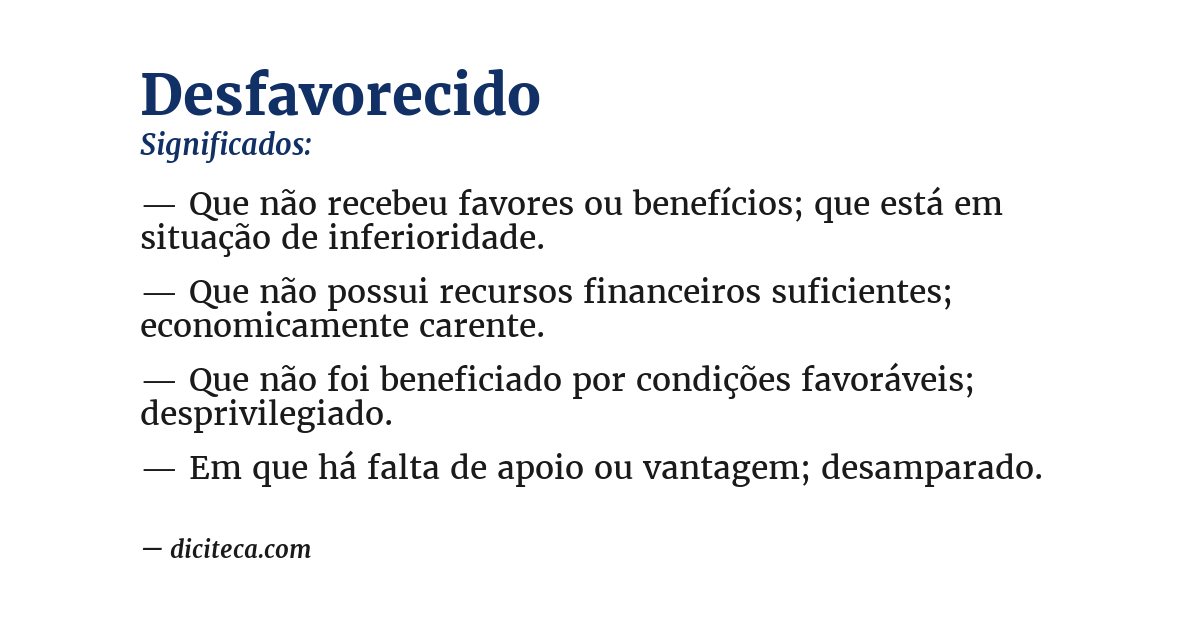 Significado de desfavorecido