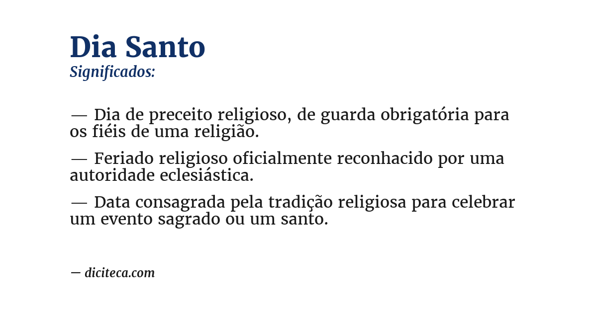 Significado de dia santo