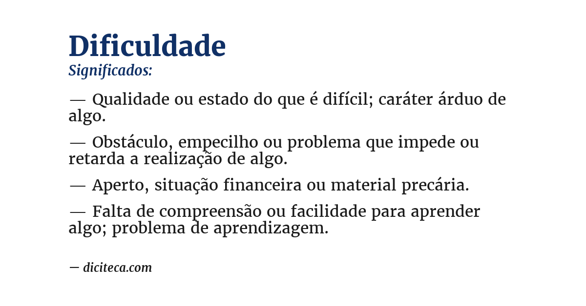 Significado de dificuldade