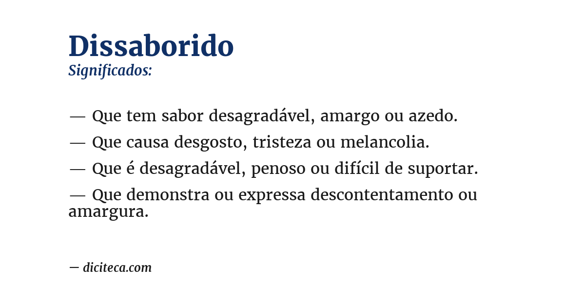 Significado de dissaborido