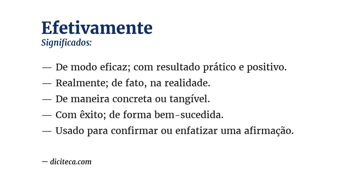 Significado de efetivamente