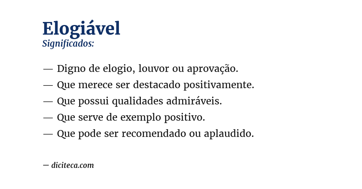 Significado de elogiável