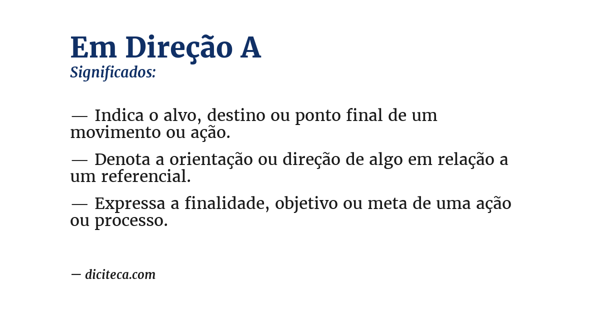 Significado de em direção a