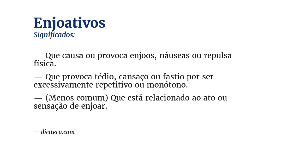 Significado de enjoativos