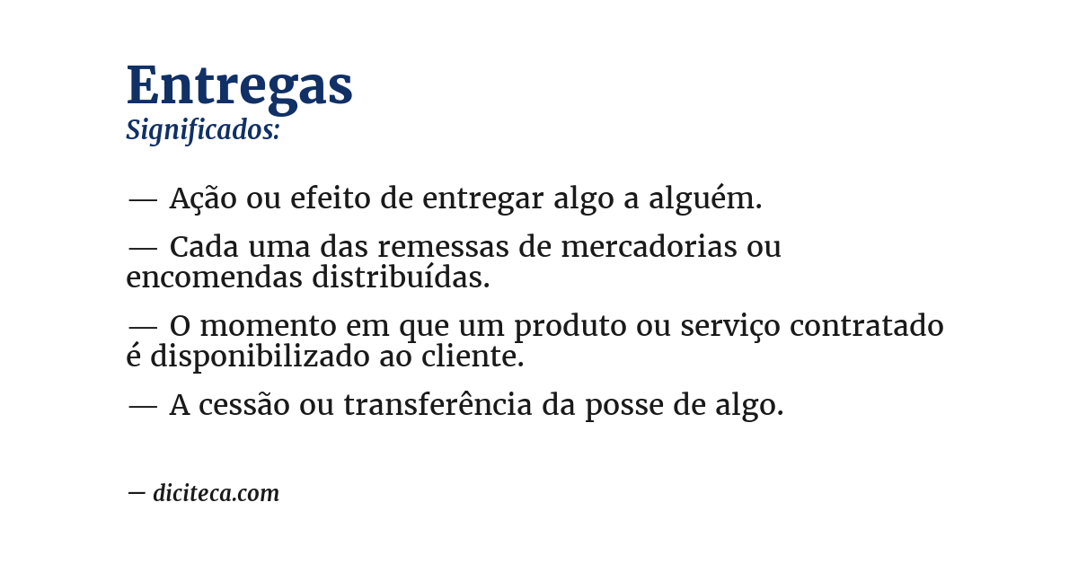 Significado de entregas