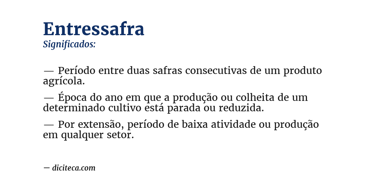 Significado de entressafra