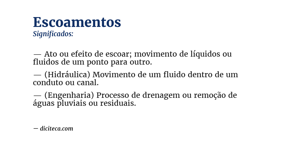 Significado de escoamentos