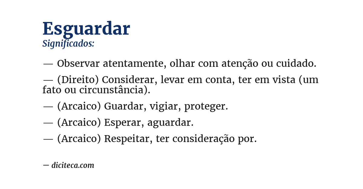 Significado de esguardar