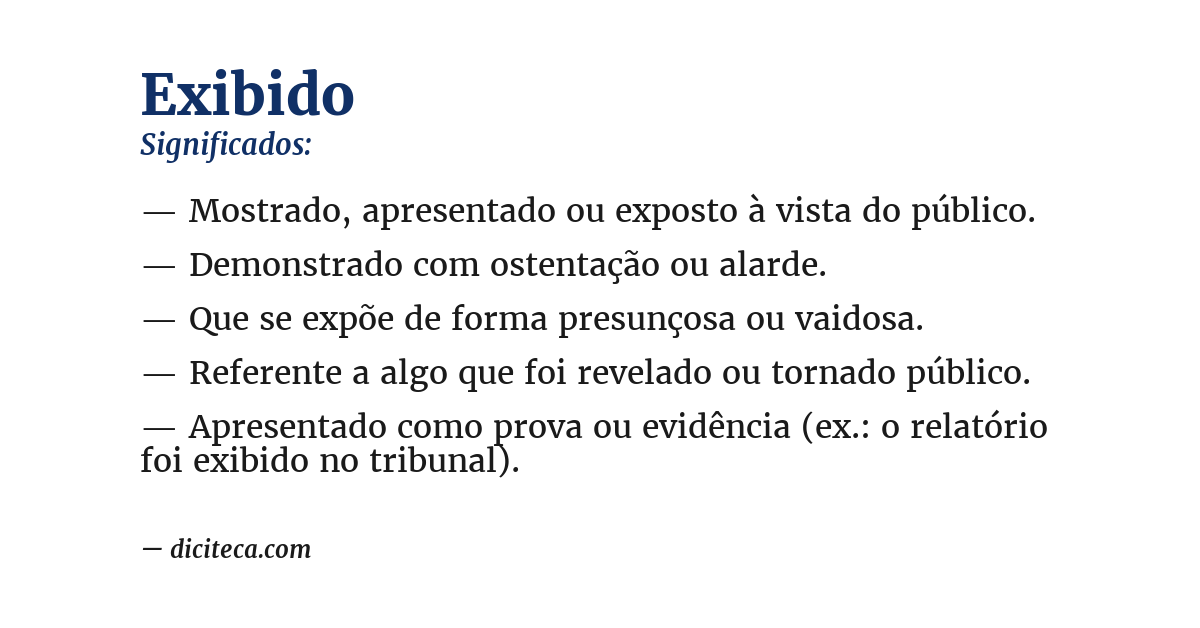 Significado de exibido