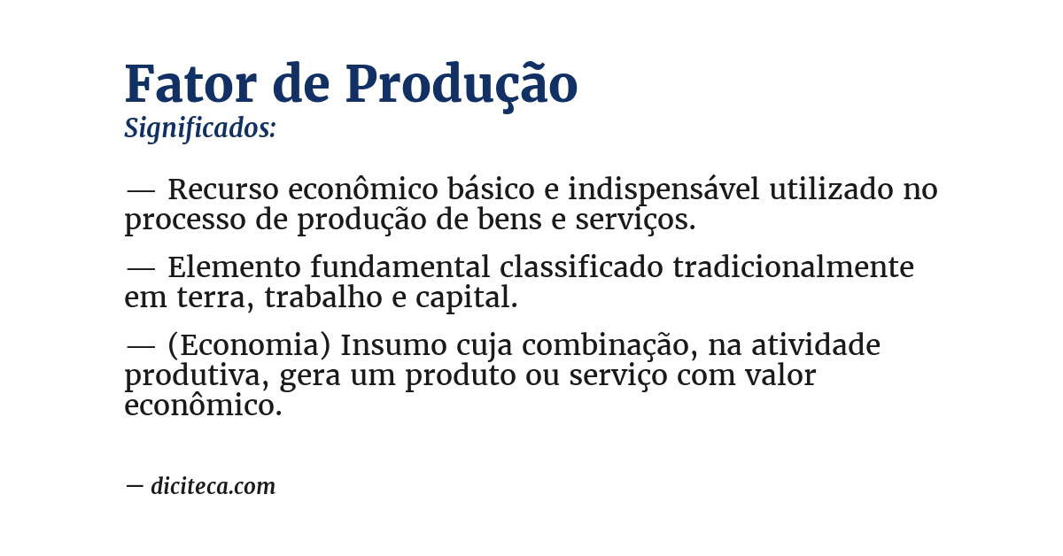 Significado de fator de produção