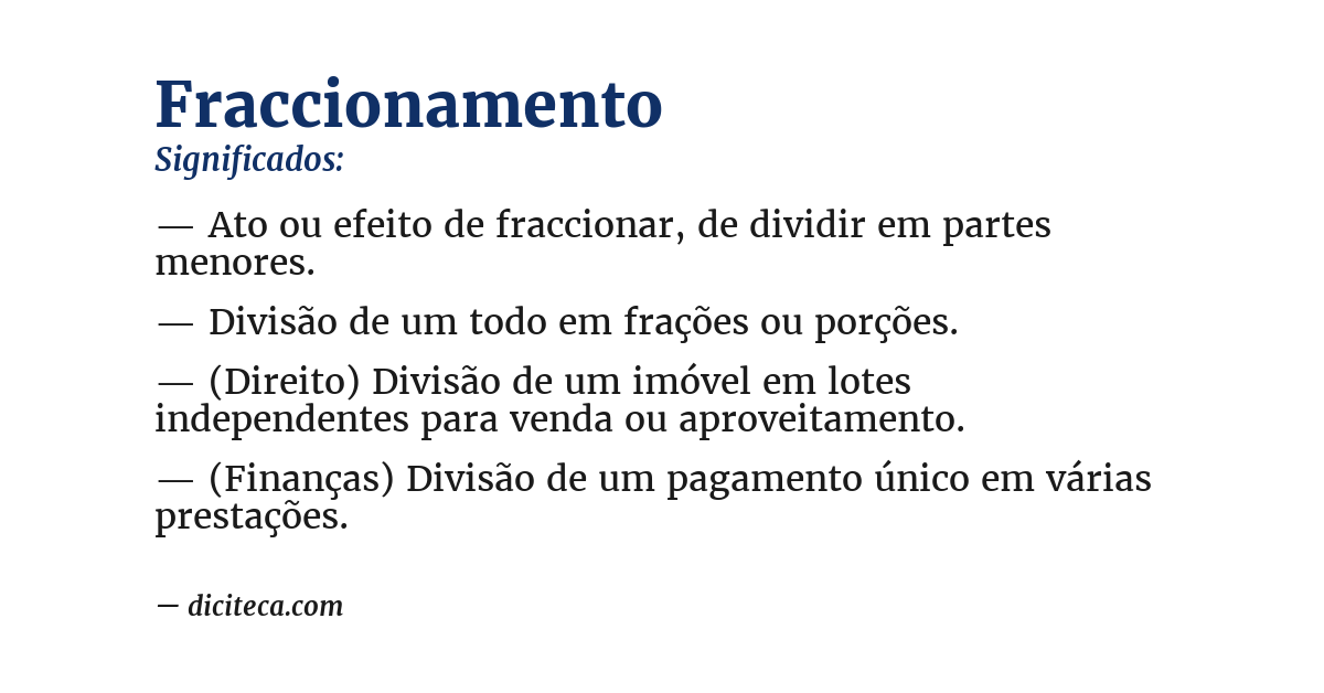 Significado de fraccionamento